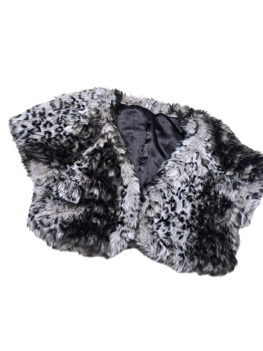 00s vintage coquette fake fur leopard bolero