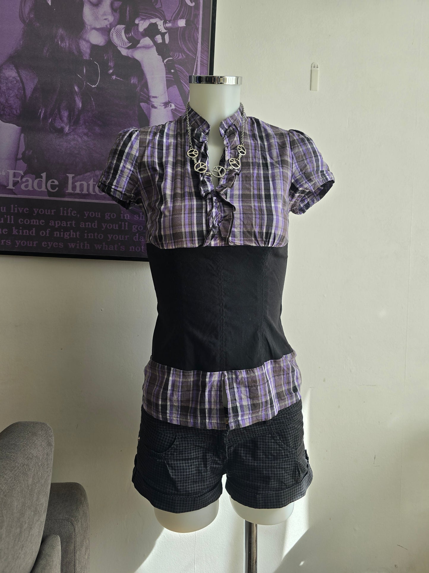 00s vintage softgrunge plaid office shirt