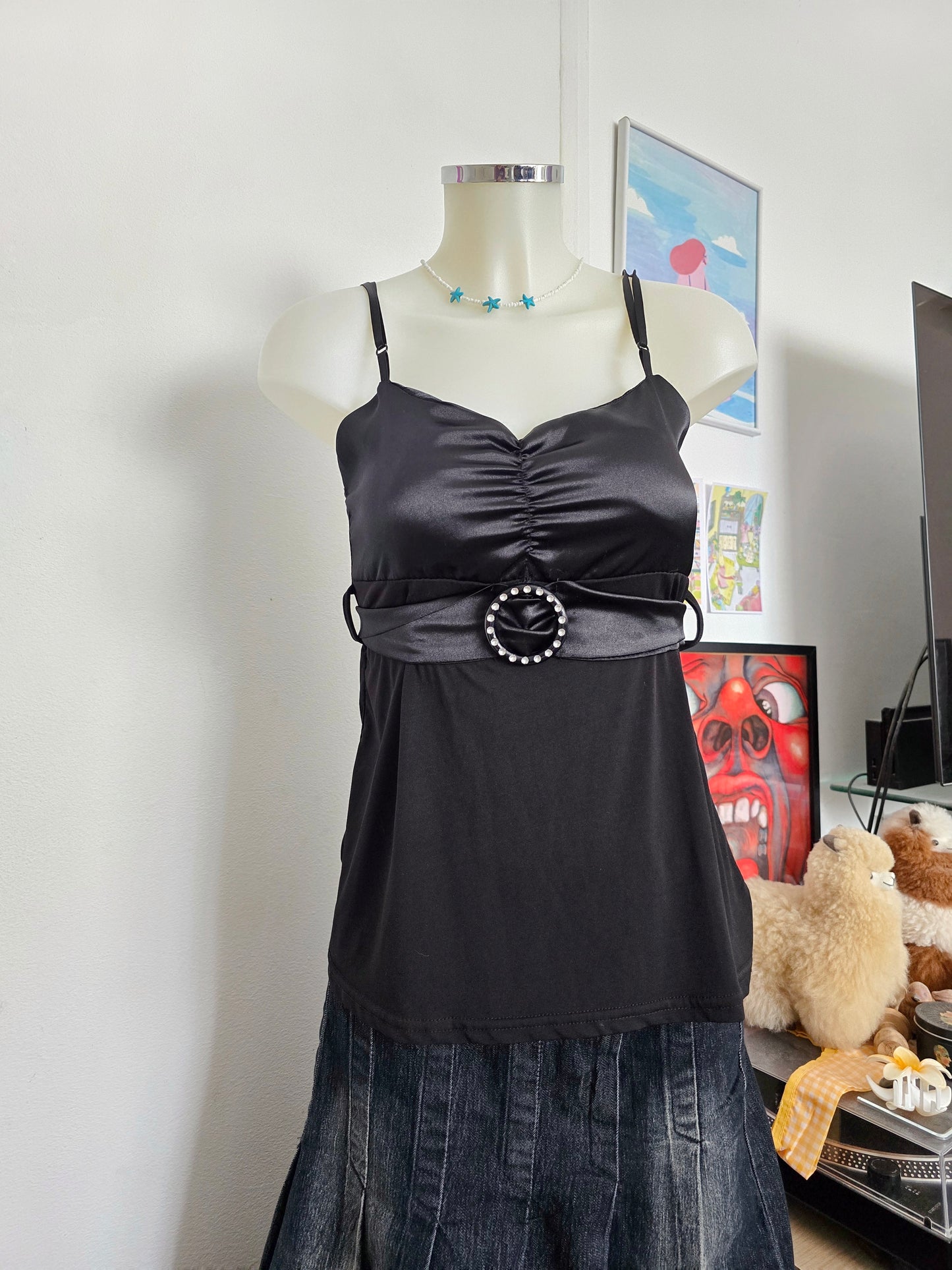 Y2k vintage mcbling satin top