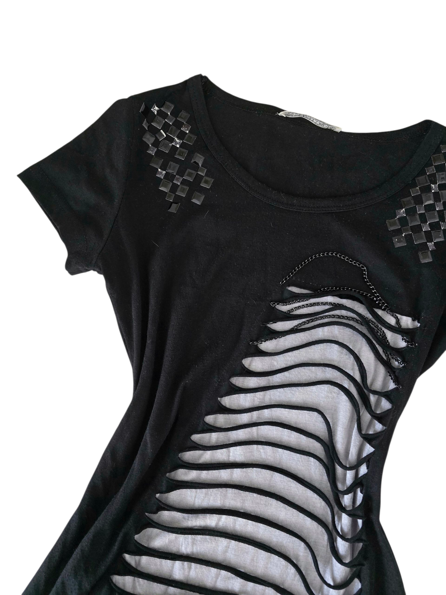 00s vintage distressed studded indie sleaze top