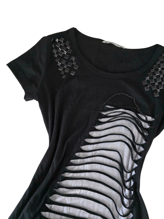 00s vintage distressed studded indie sleaze top