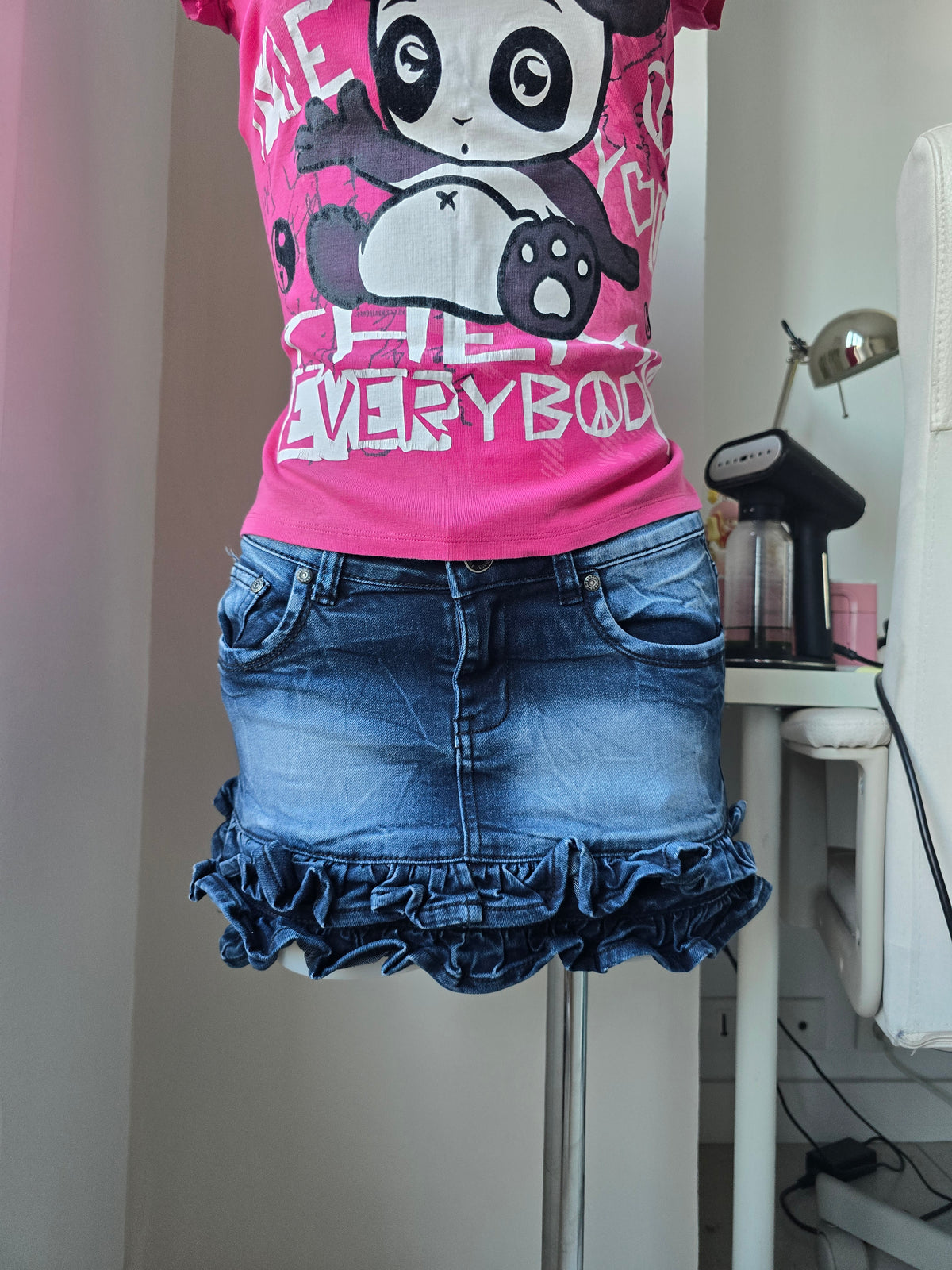 2000s vintage softgrunge denim mini skirt