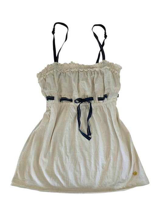 2000s vintage coquette white babydoll top