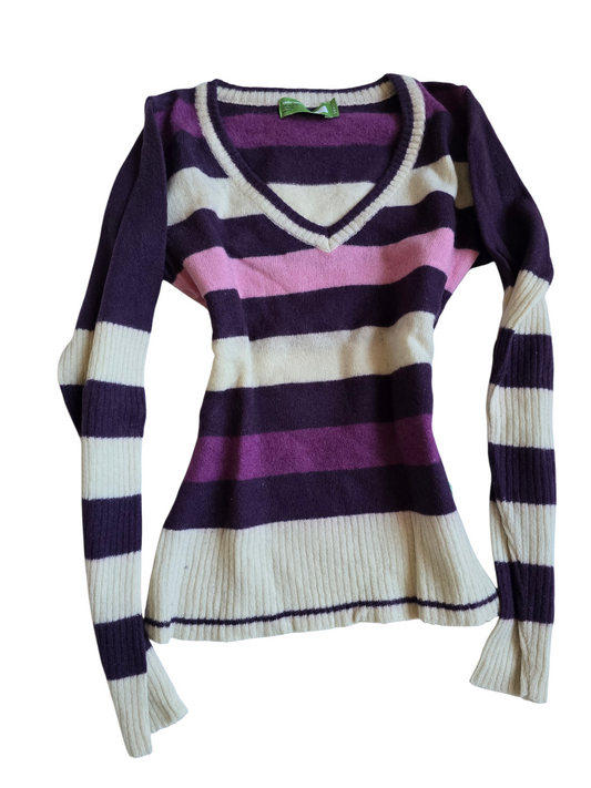 2000s vintage whimsical striped knit sweater