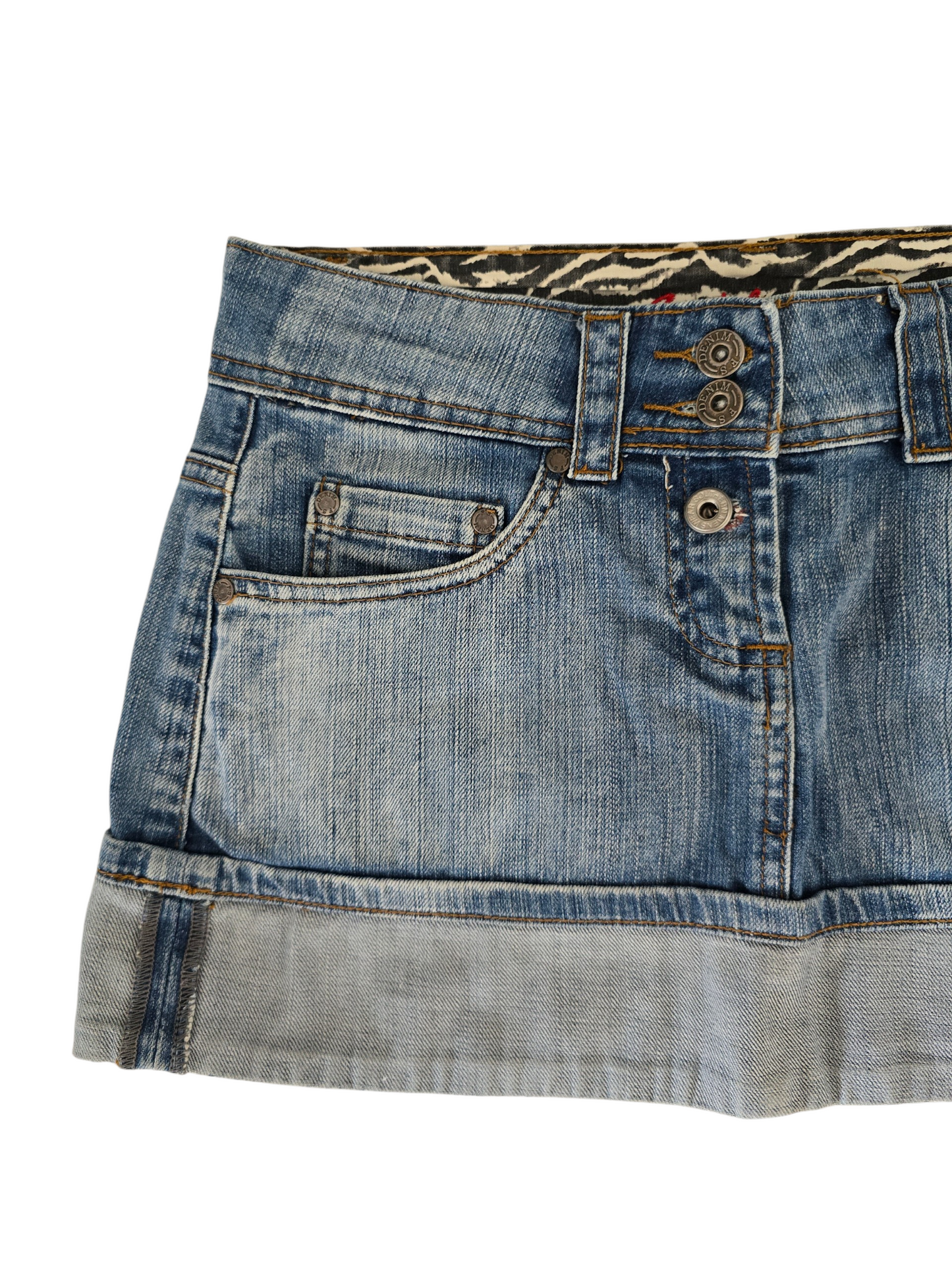 2000s vintage mcbling low rise denim mini skirt