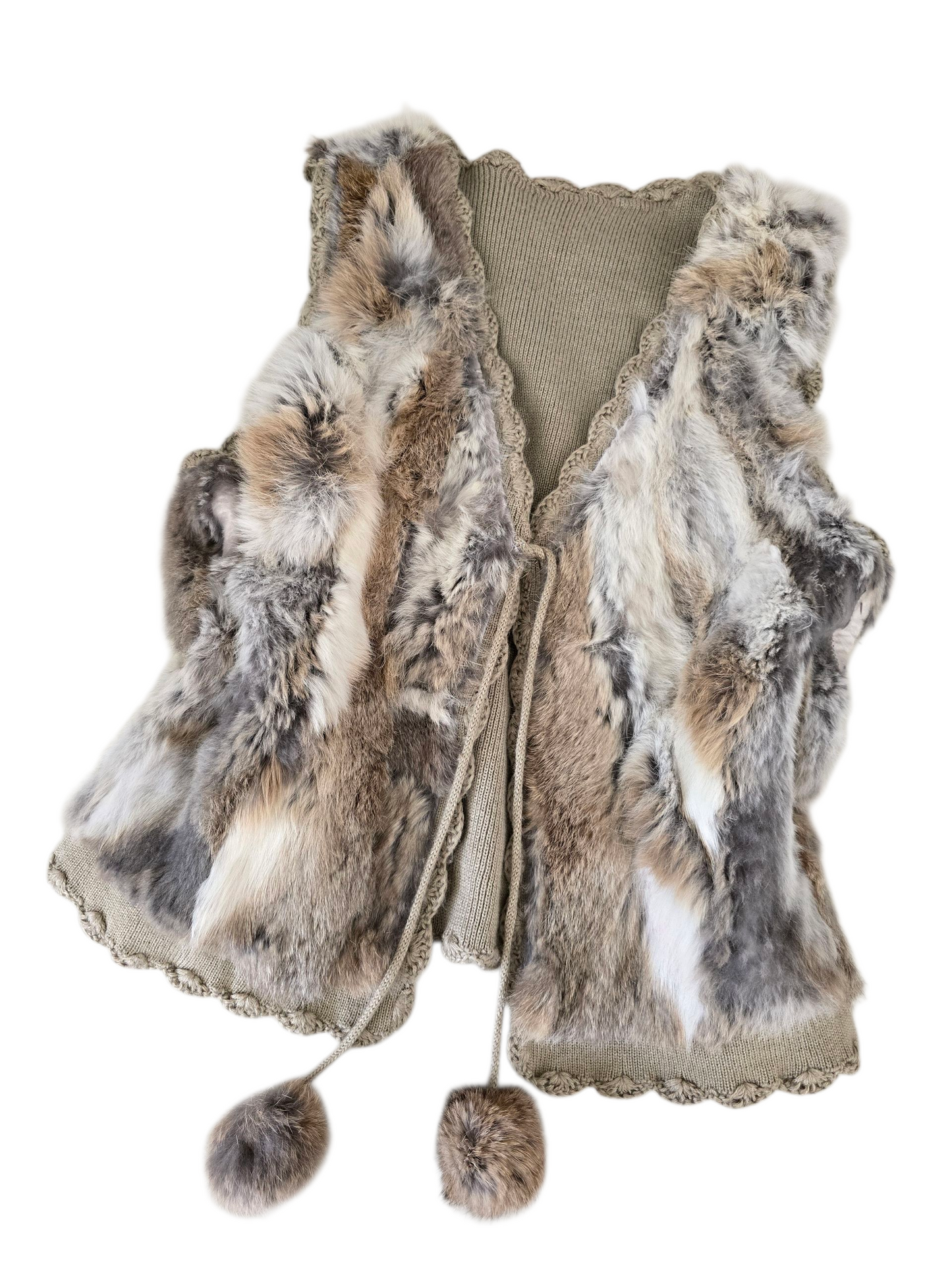 00s vintage indie sleaze faux fur sleeveless jacket
