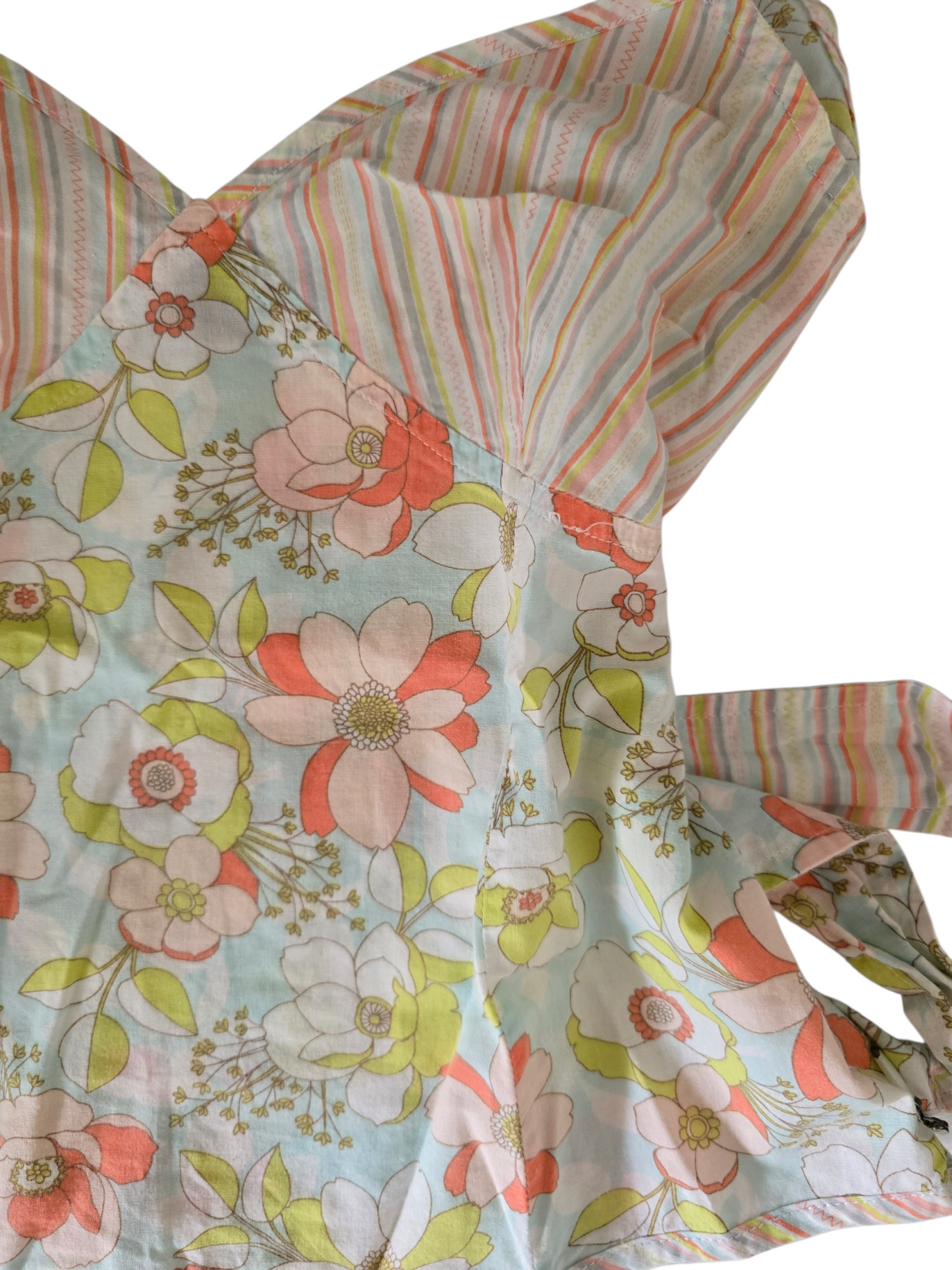 2000s vintage whimsical fairy striped flowers babydoll top