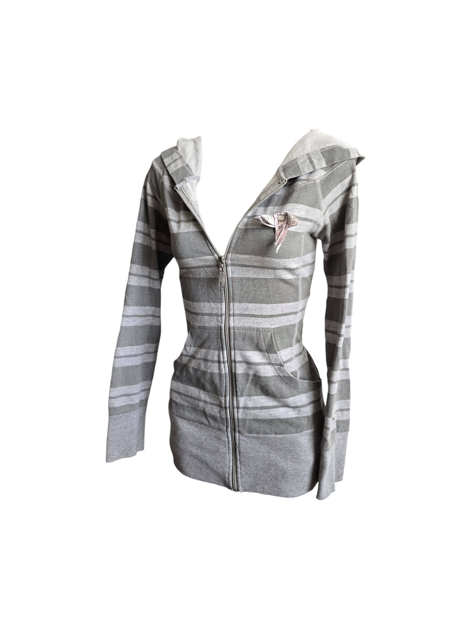 2000s vintage softgrunge striped zip sweater - zimfriperie