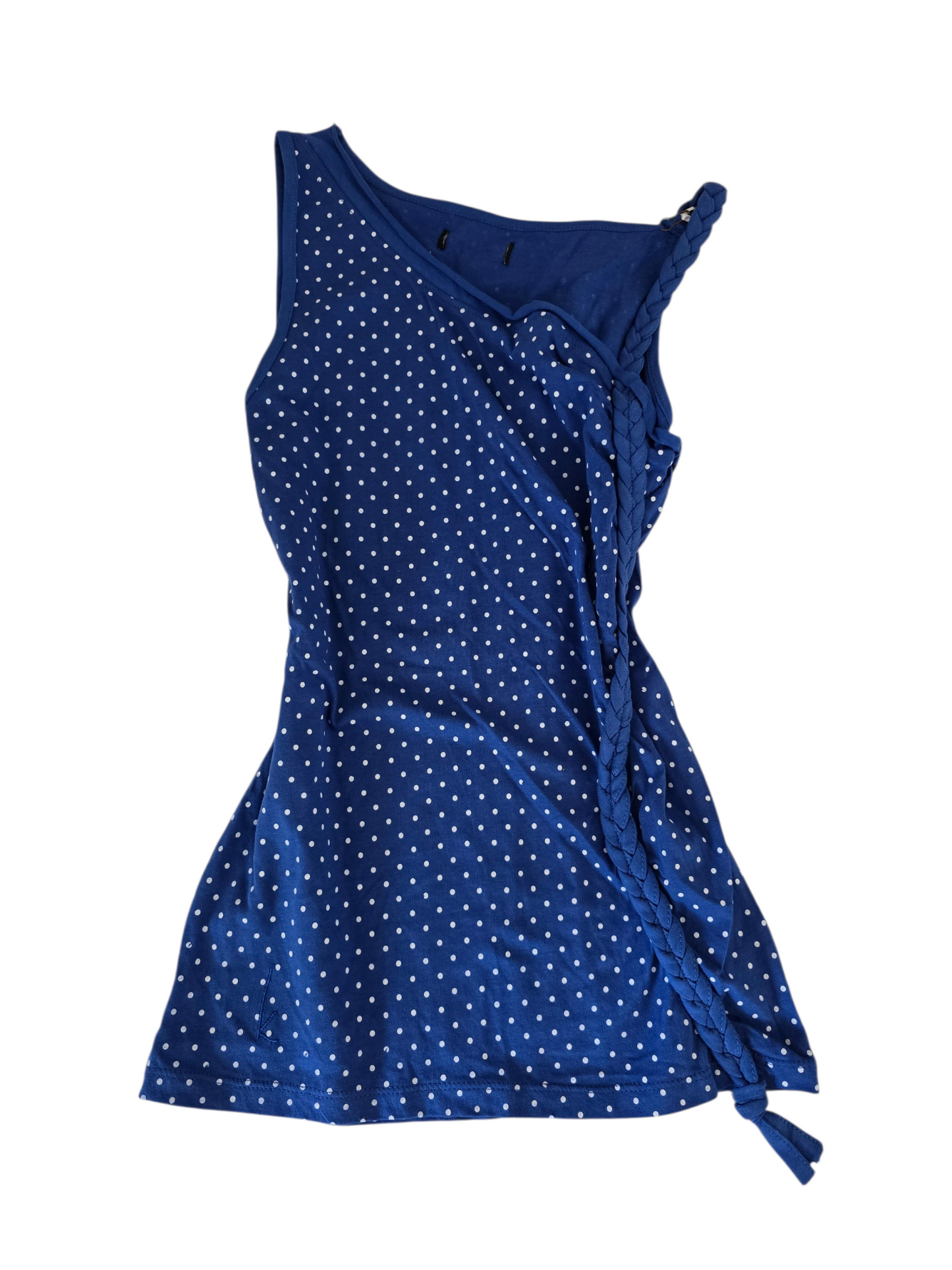 2000s vintage twee blue polka dots asymetric top