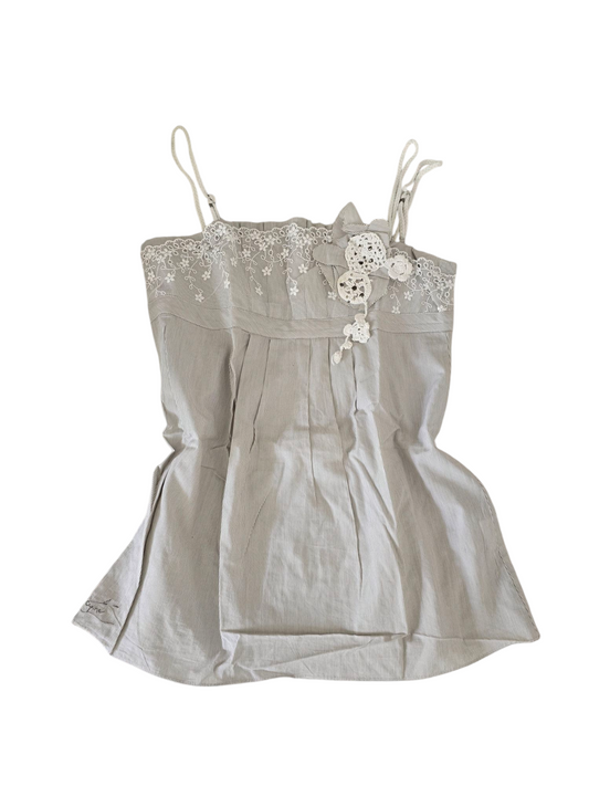 00s vintage Cop copine coquette striped lace top