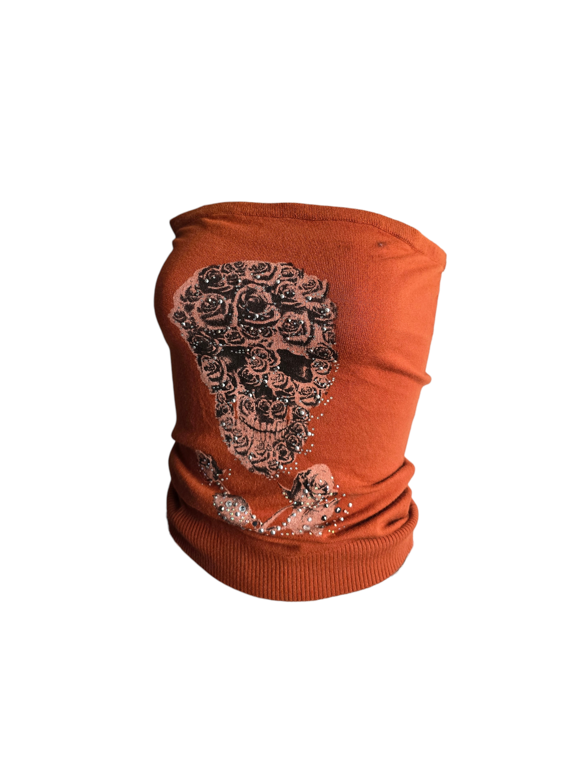 2010 vintage indiesleaze strass skull off shoulder top - zimfriperie