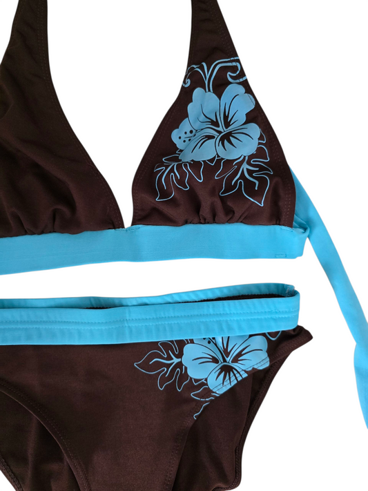 90s beachwear hibiscus swimsuit