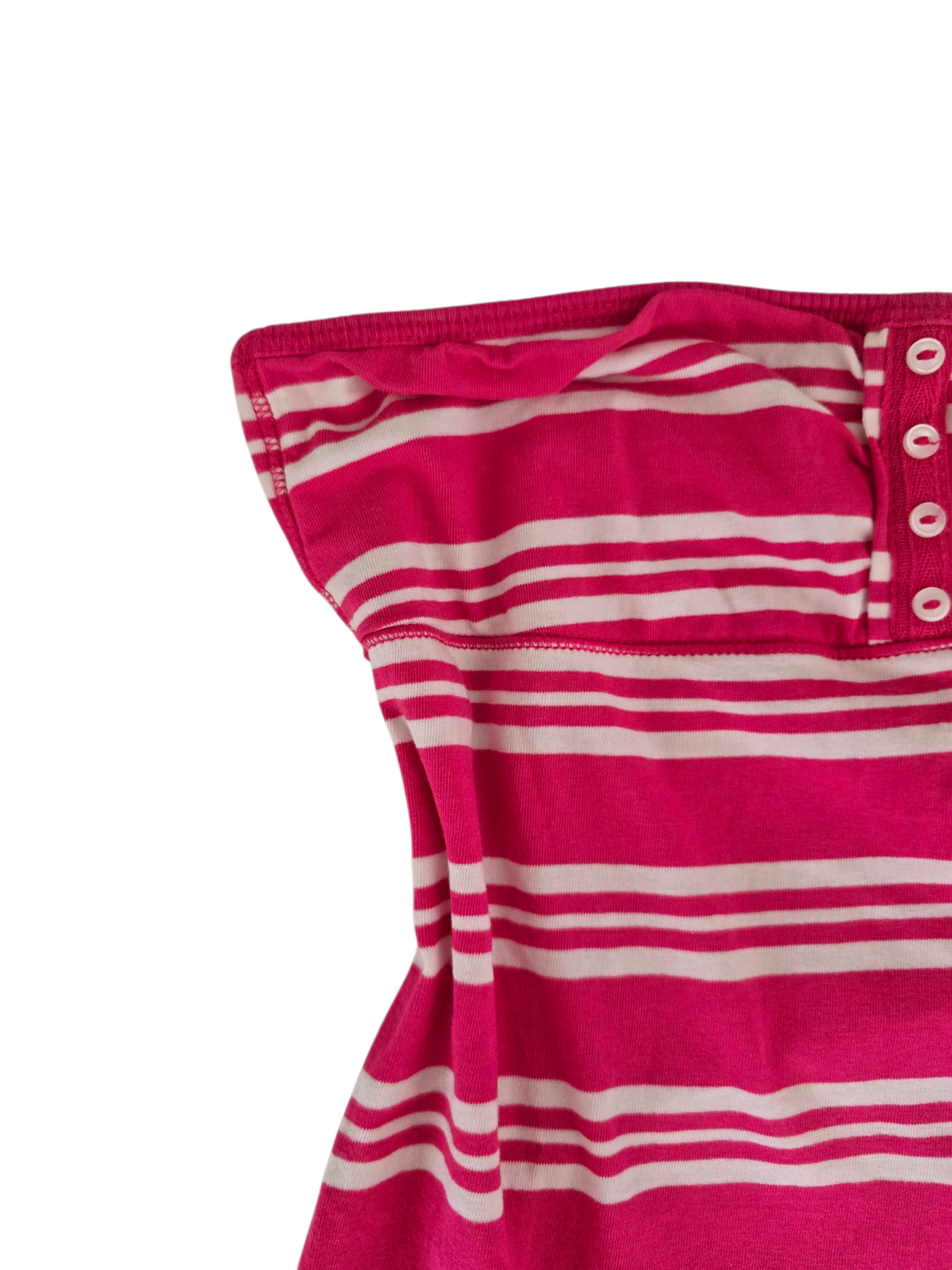 2000s vintage indie sleaze pink striped strapless babydoll top