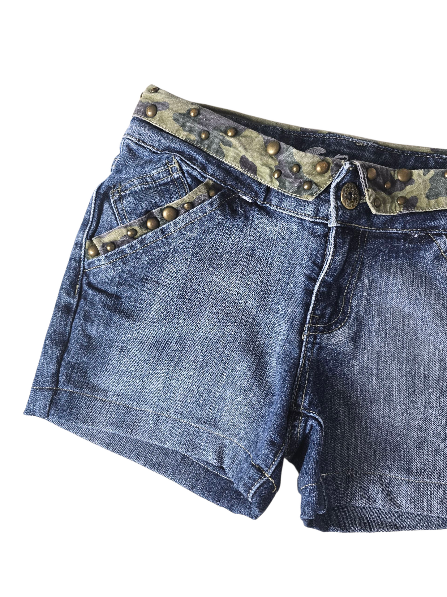 00s vintage softgrunge studded low waist denim mini shorts