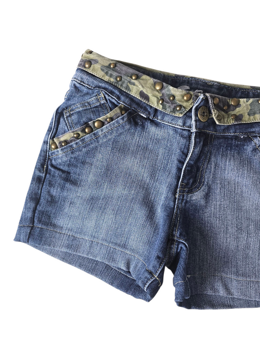 00s vintage softgrunge studded low waist denim mini shorts