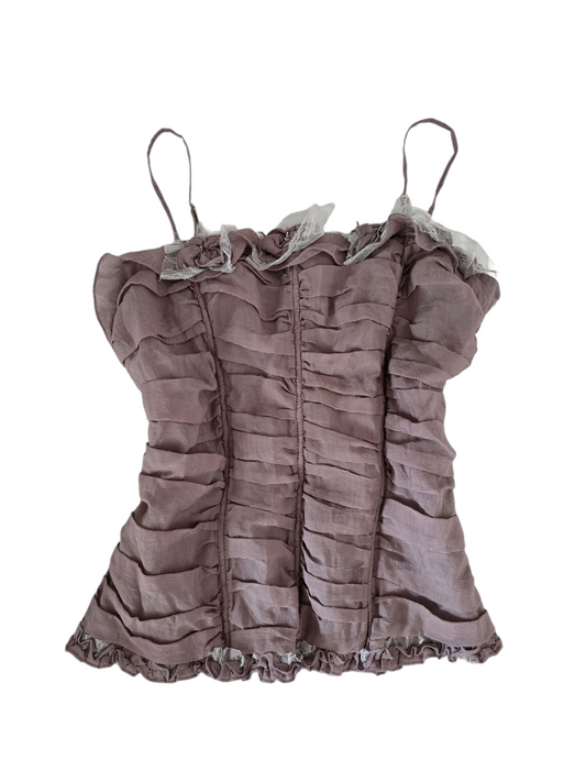 2000s vintage coquette baroque top
