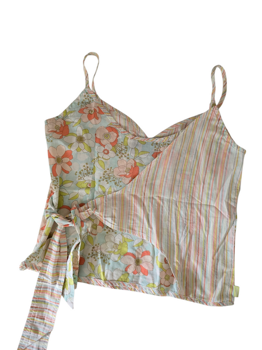 2000s vintage whimsical fairy striped flowers babydoll top - zimfriperie