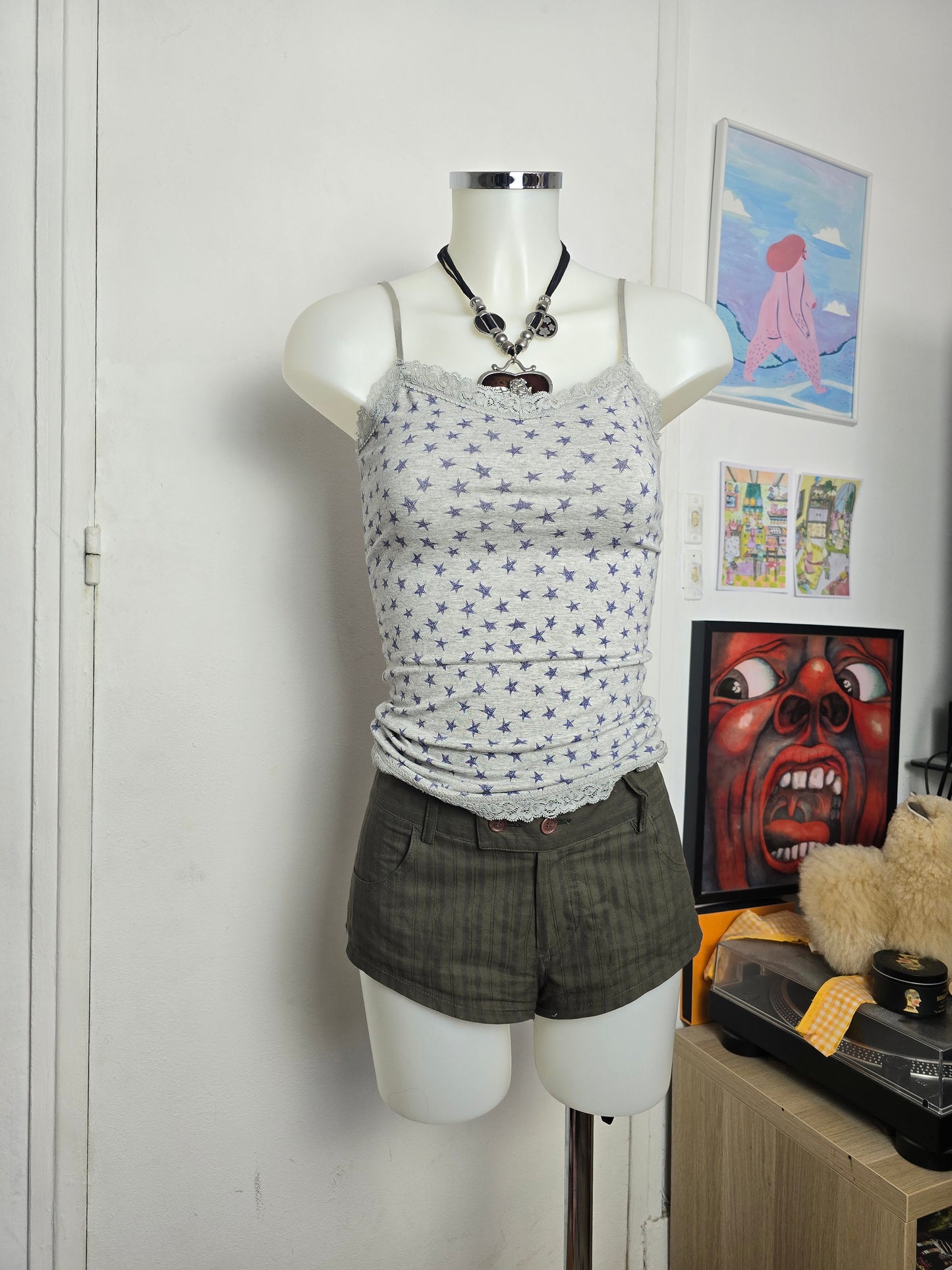 Y2k vintage flirty softgrunge stars top