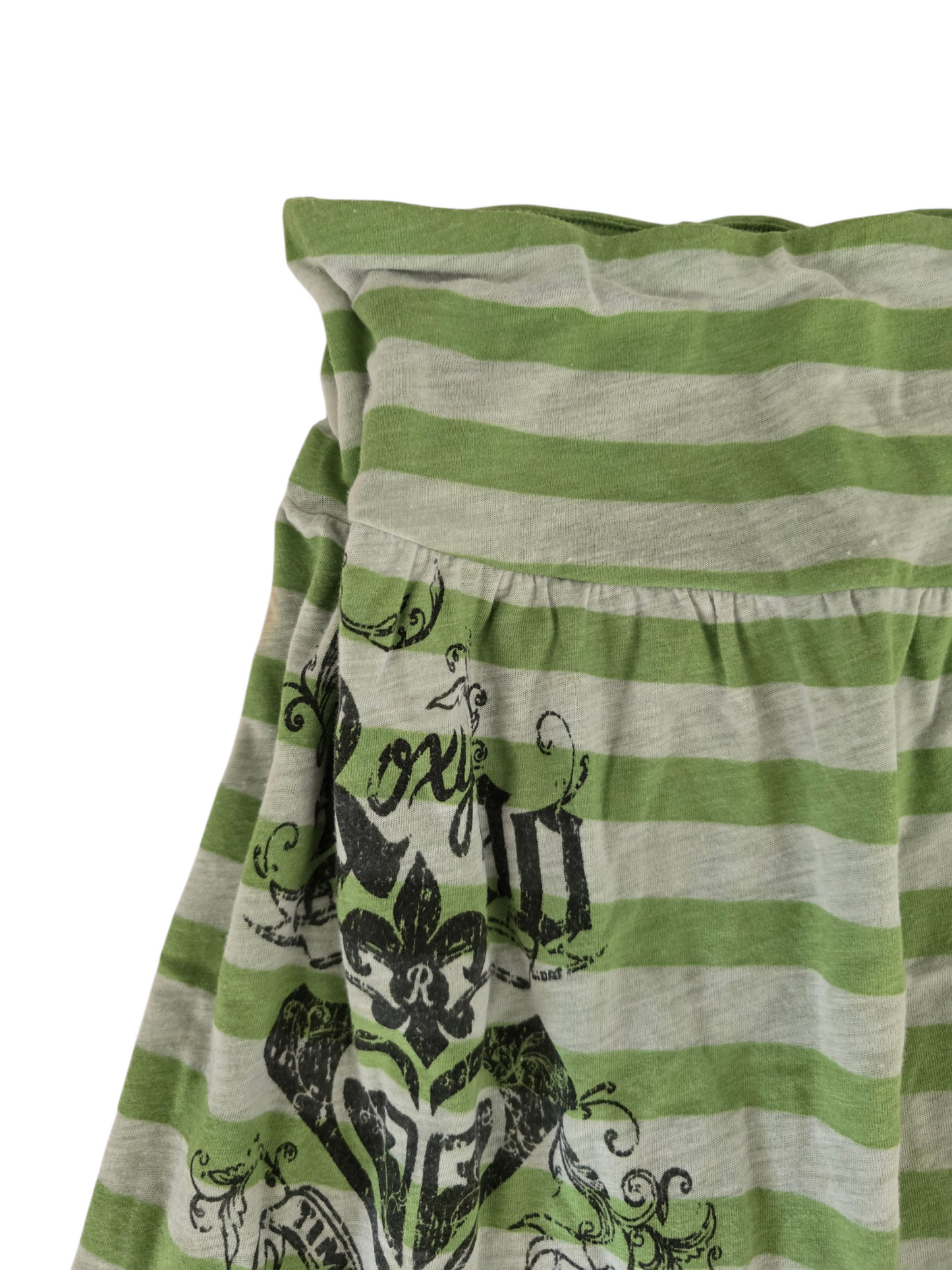 2000s vintage indie sleaze scene striped green skirt