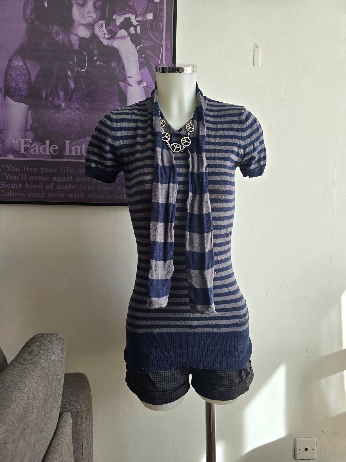 00s vintage softgrunge striped top