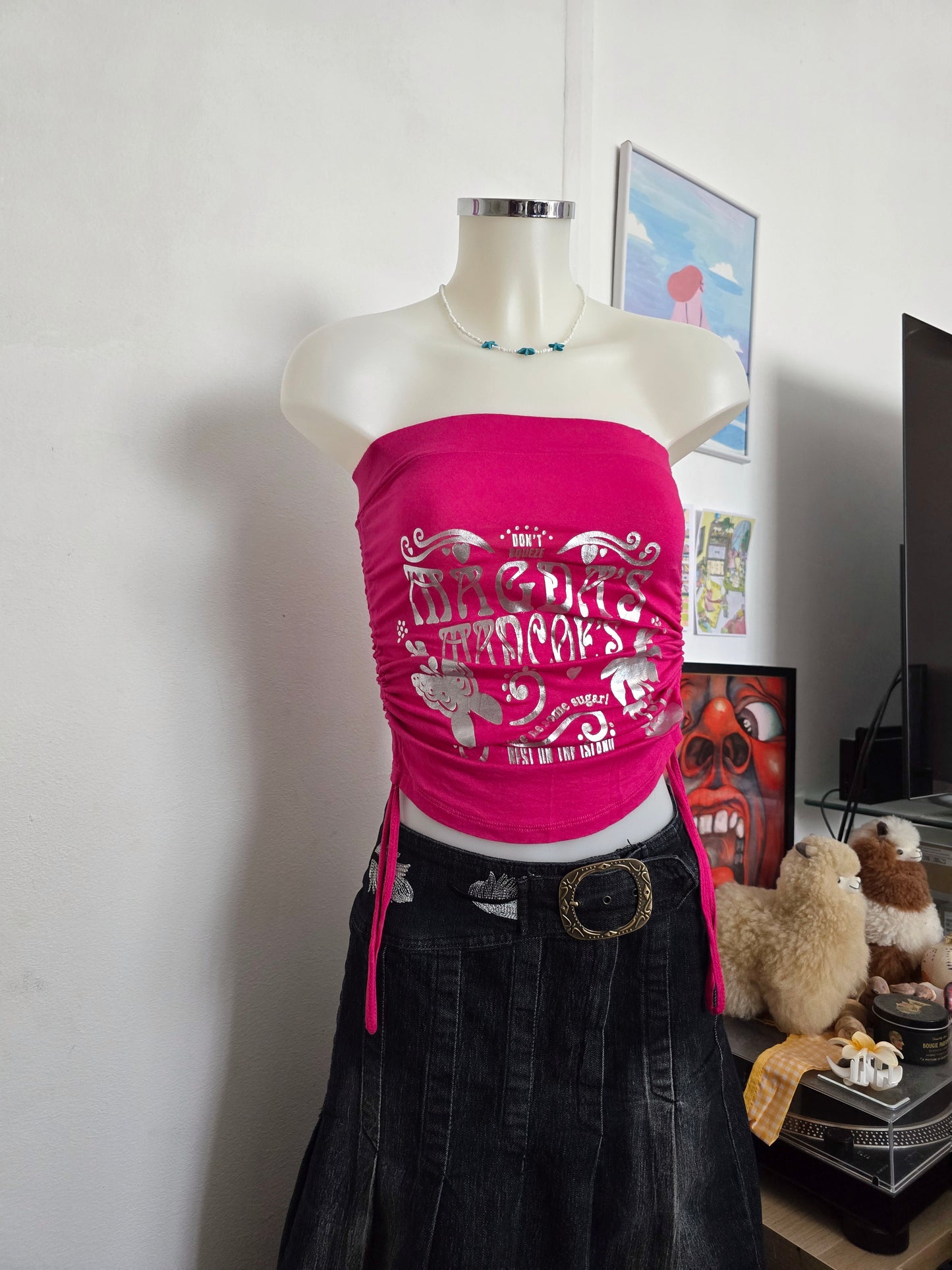 Y2k vintage mcbling tube pink top