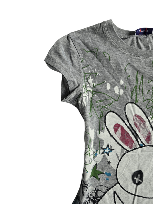 2000s vintage scene emo grey printed top