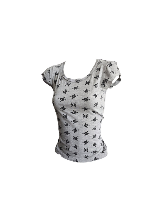 2000s vintage scene emo printed skull top - zimfriperie