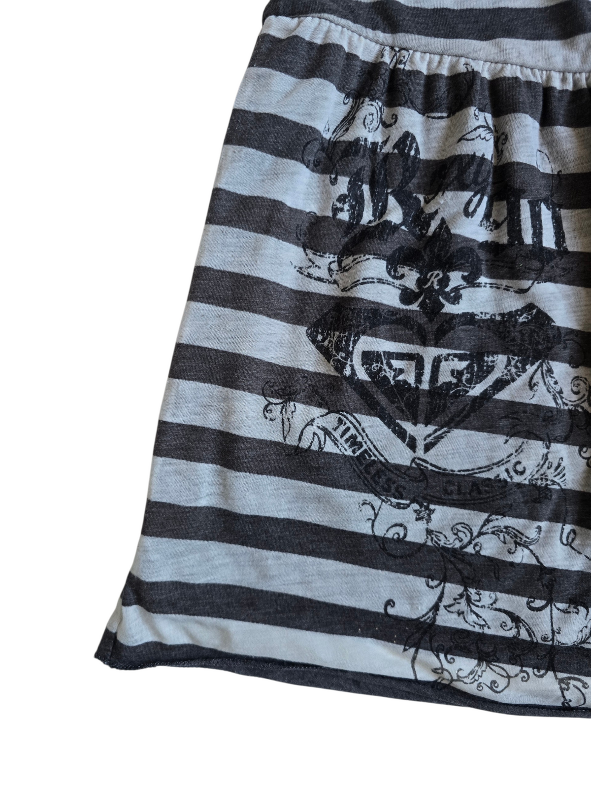 2000s vintage emo scene striped grey skirt