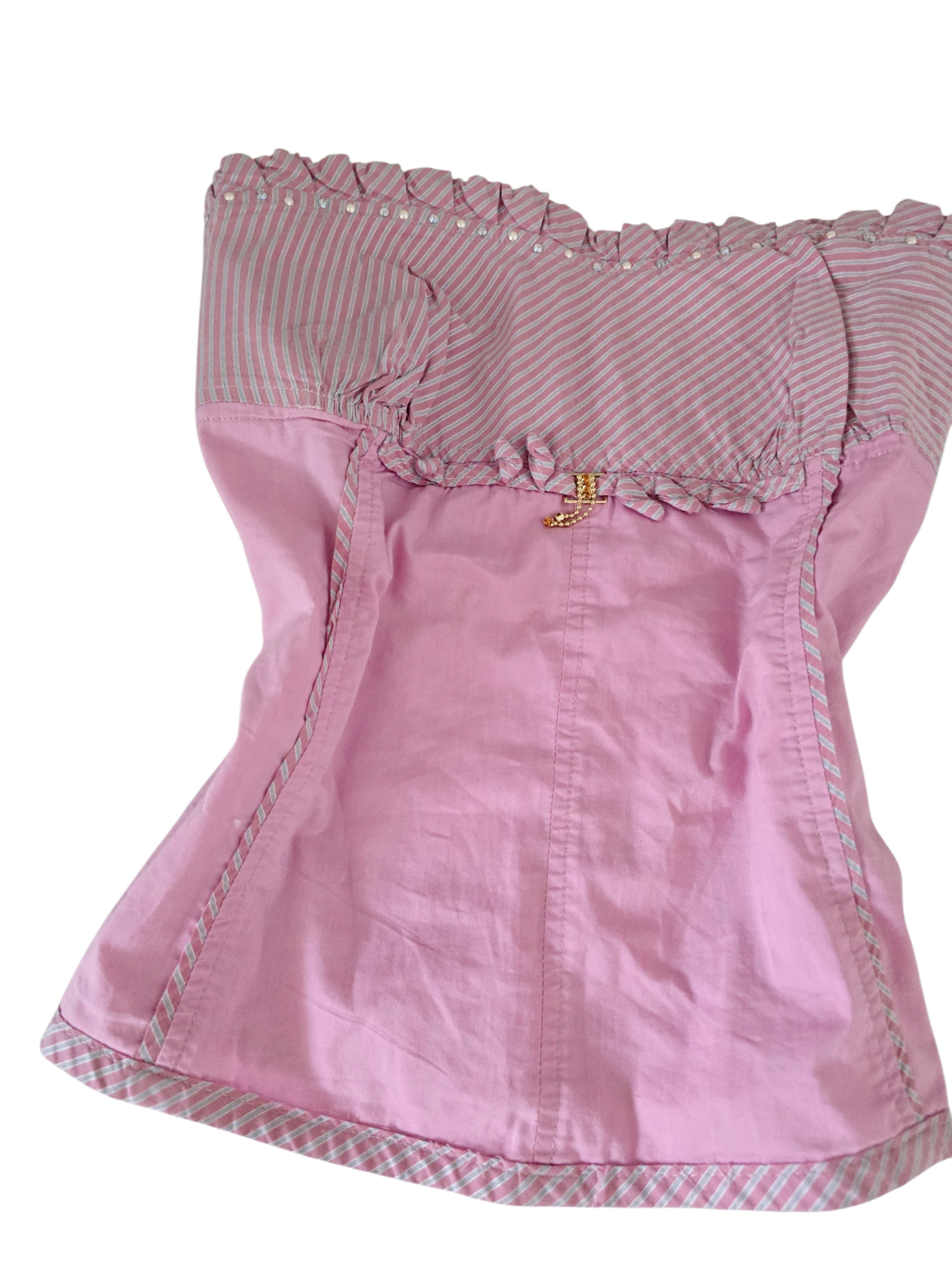 2000s vintage coquette striped strapless top - zimfriperie