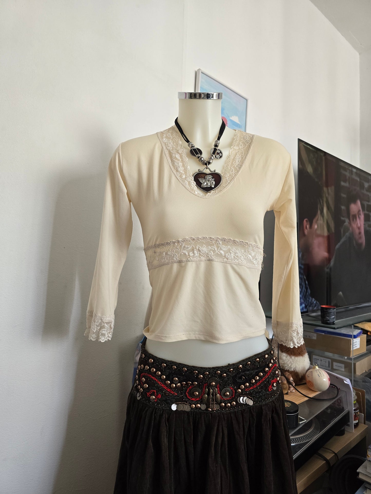 00s vintage coquette lace top