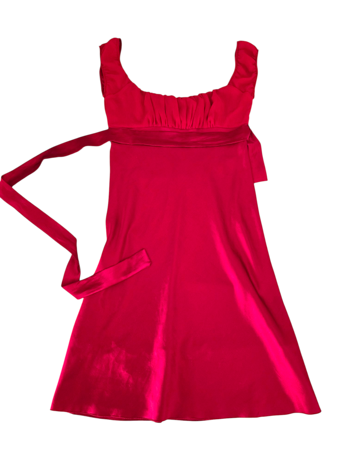 90s vintage flirty satin red dress
