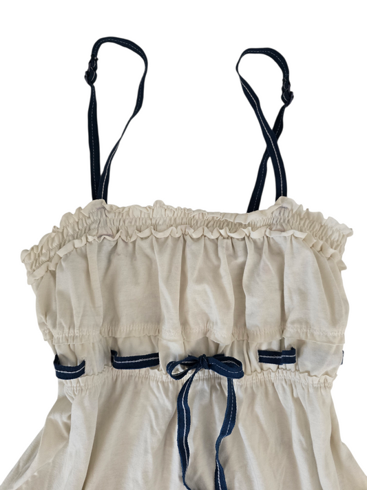 2000s vintage coquette white babydoll top