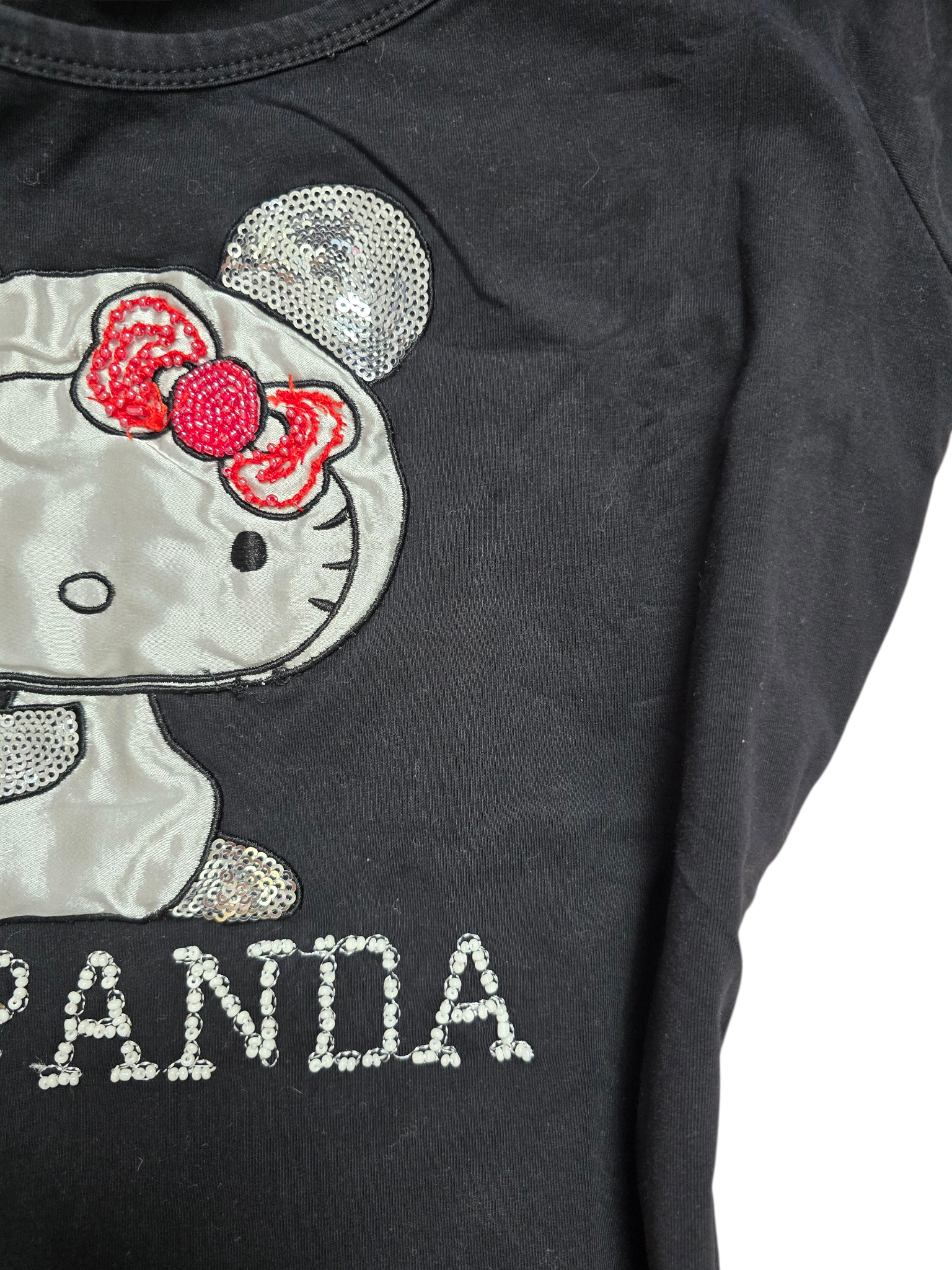 00s vintage Hello kitty embroidery dark coquette fitted top - zimfriperie