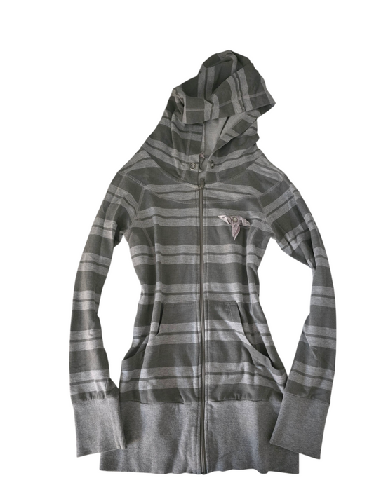 2000s vintage softgrunge striped zip sweater