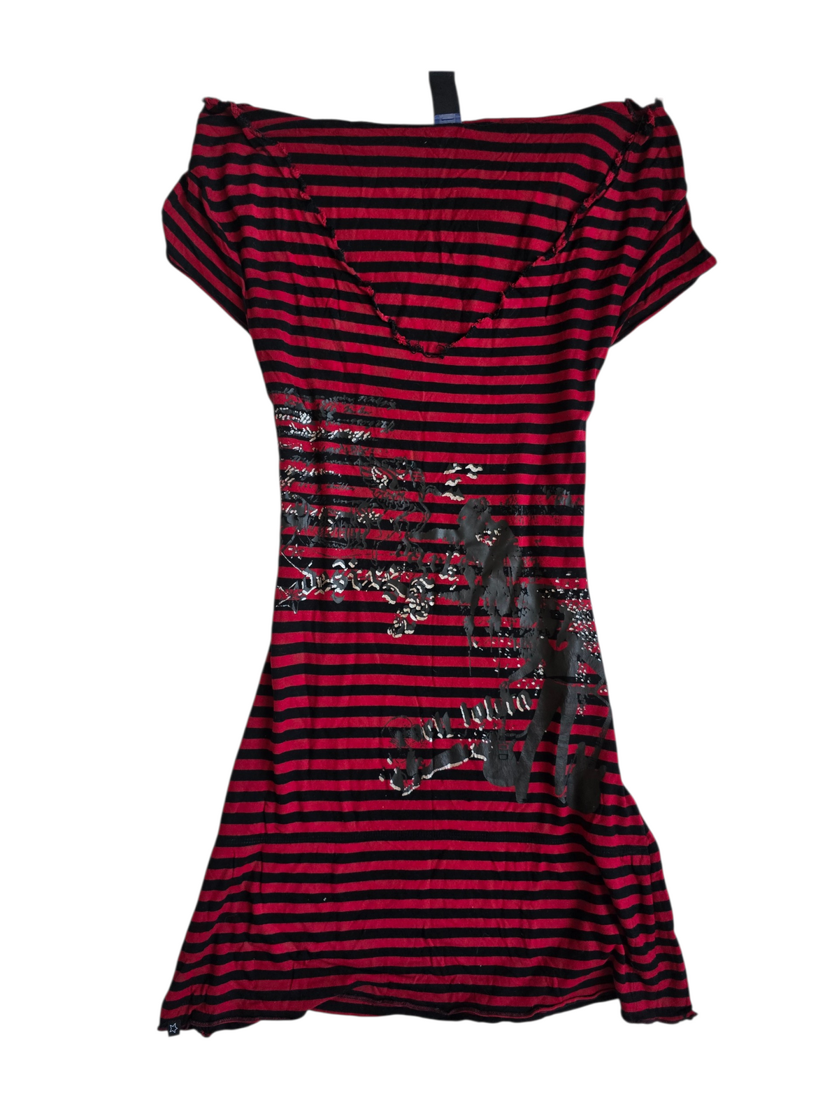 2000s vintage emo goth striped dress