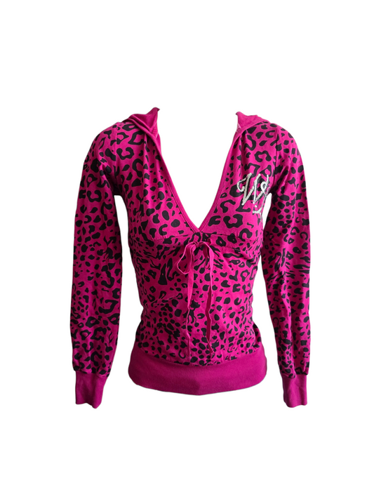 2000s vintage mcbling pink leopard sweater - zimfriperie