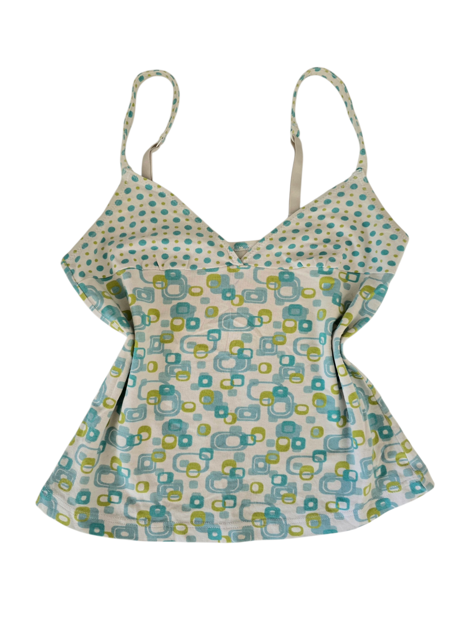 2000s vintage teal abstract pattern babydoll short cami top - zimfriperie