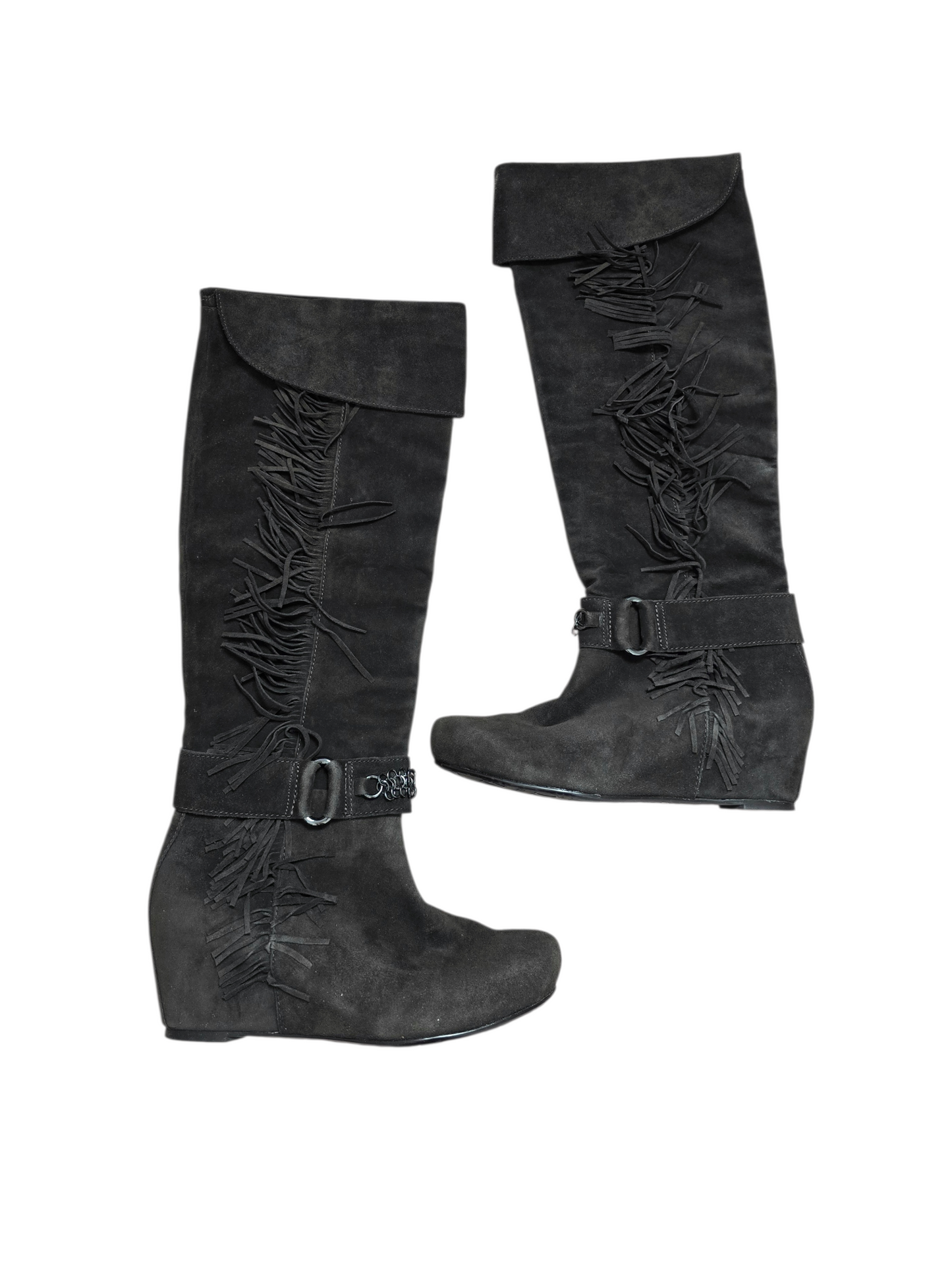 00s vintage cowgirl fringes wedge boots - zimfriperie