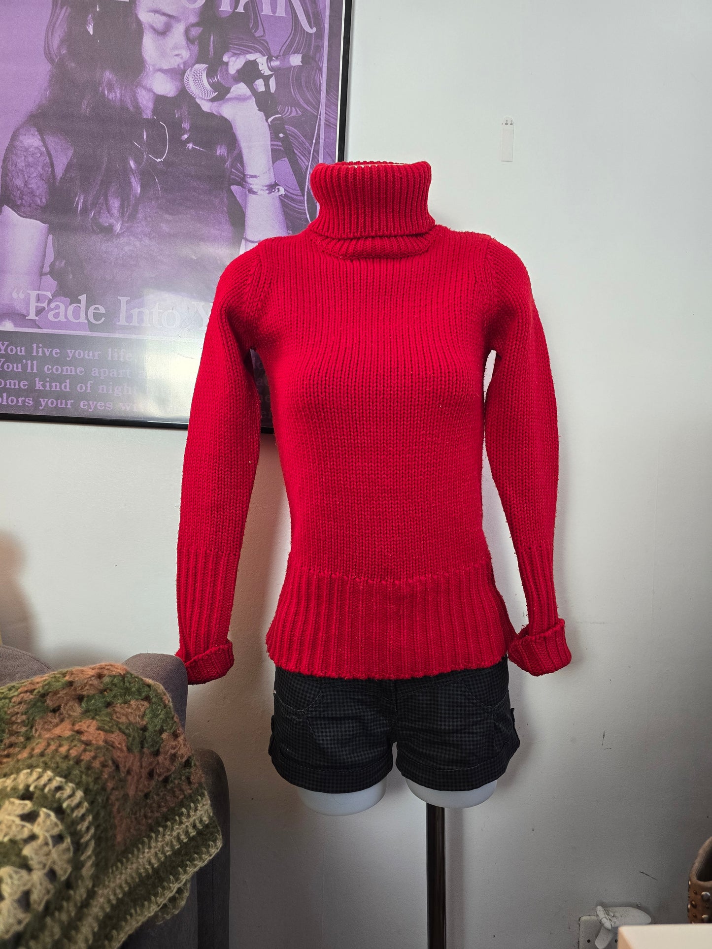 00s vintage red turtleneck sweater