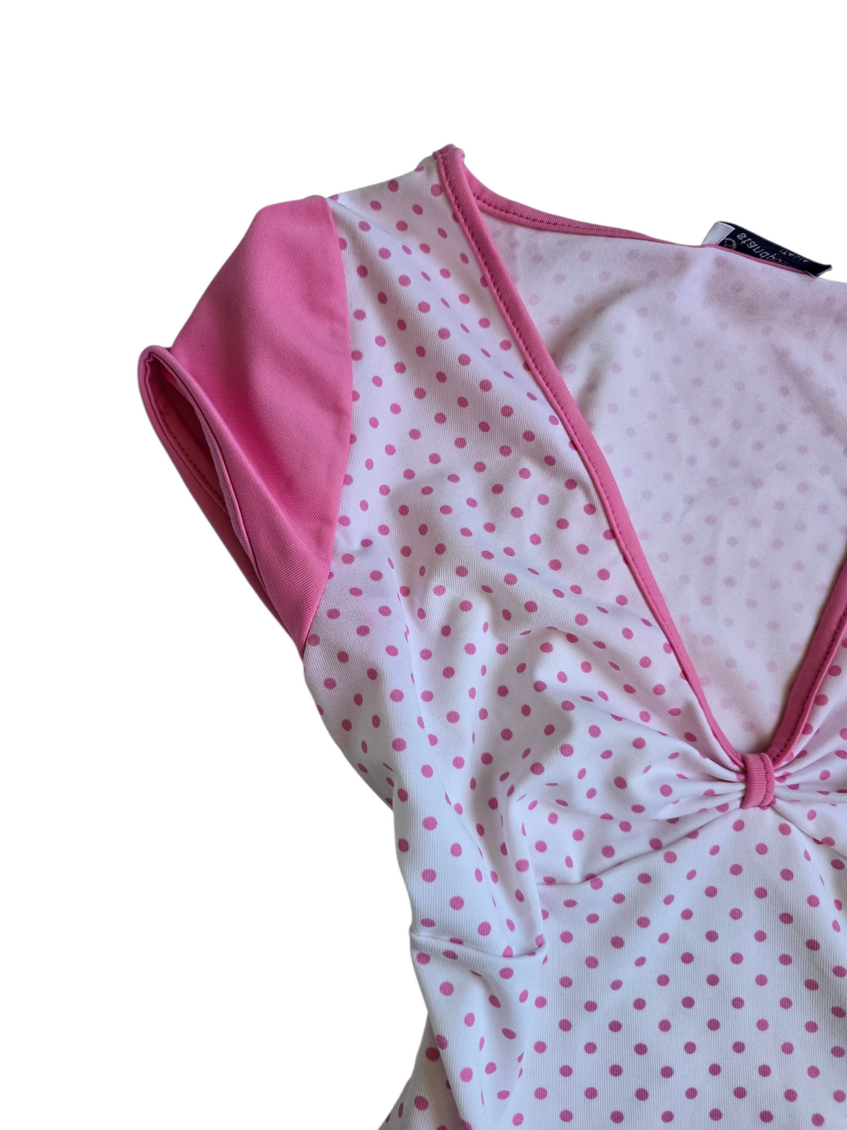 2000s vintage coquette polka dots pink top
