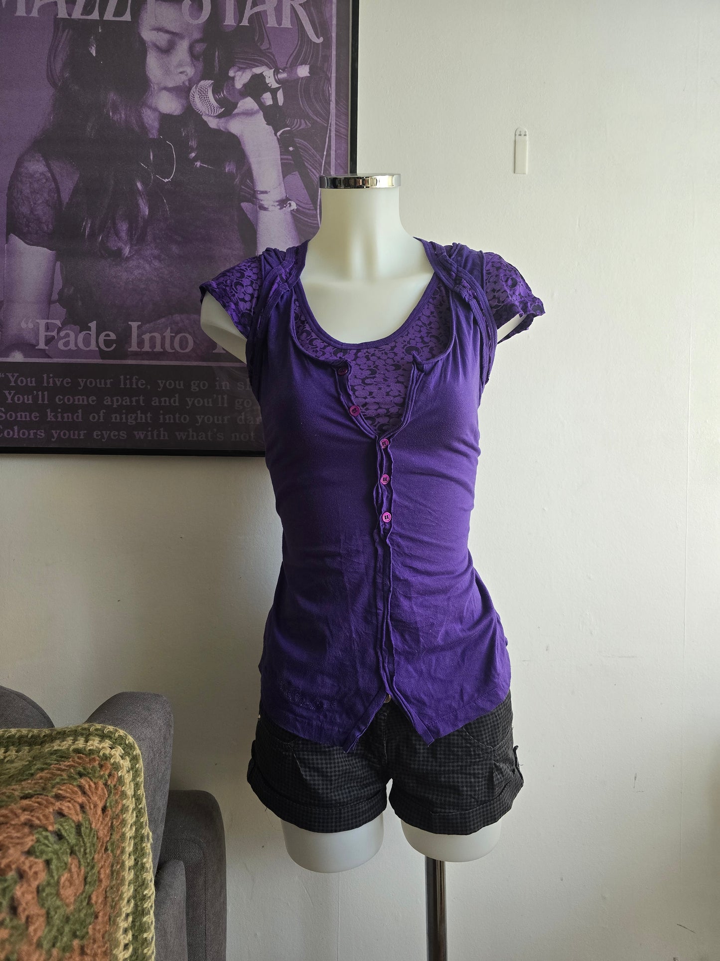 00s vintage softgrunge purple top