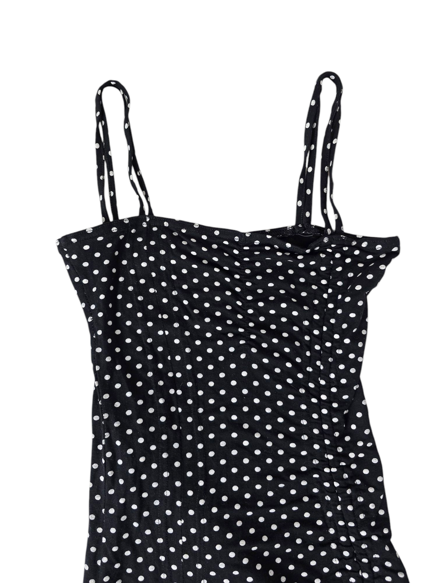 00s vintage flirty polka dots ruffled dress