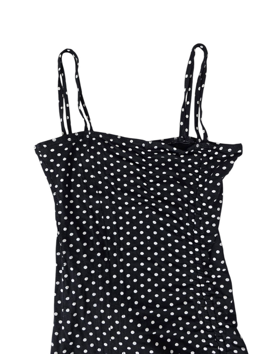 00s vintage flirty polka dots ruffled dress