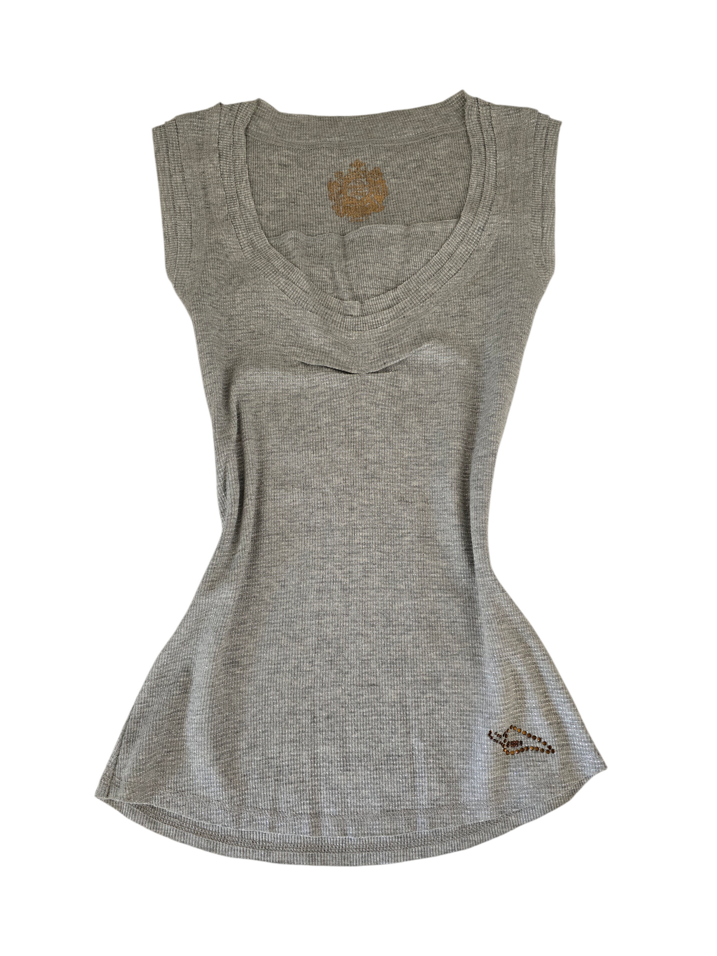 2000s vintage indie sleaze grey shinny top
