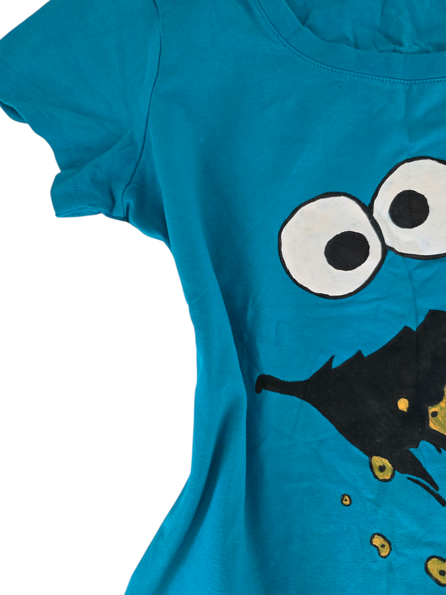 2000s vintage scene emo blue printed cookie monster tshirt