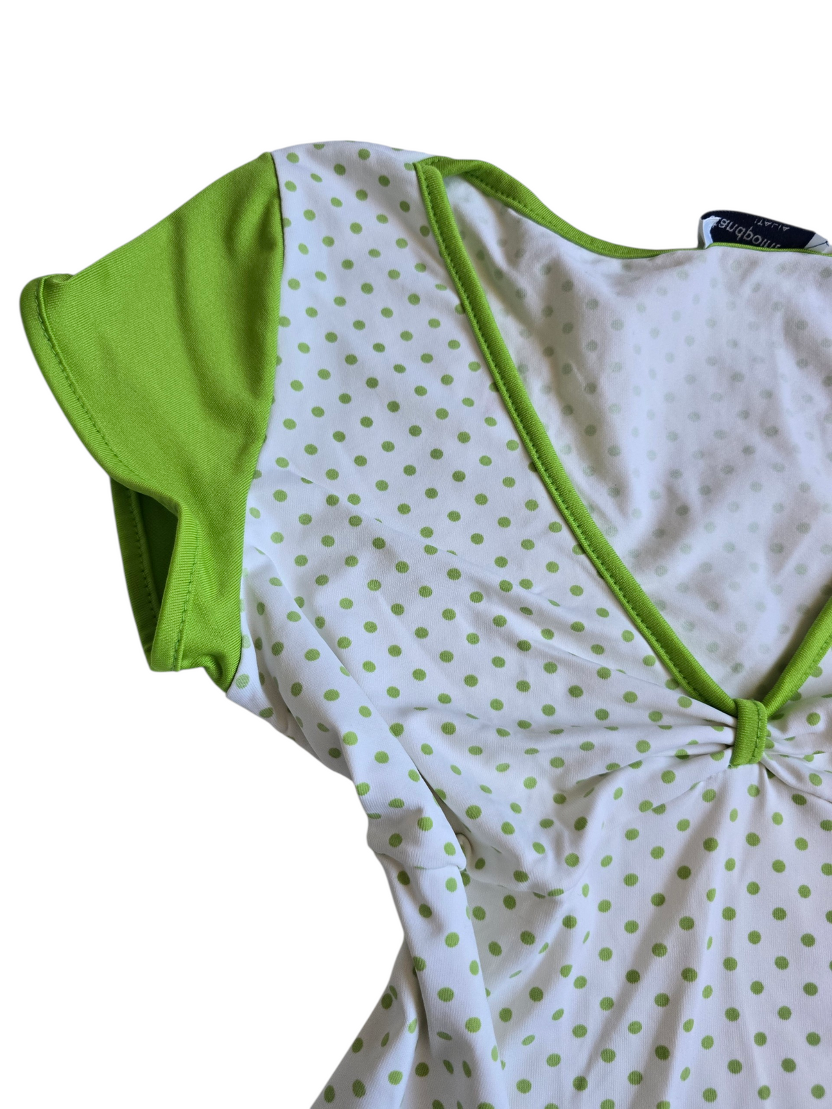 2000s vintage coquette polka dots green top
