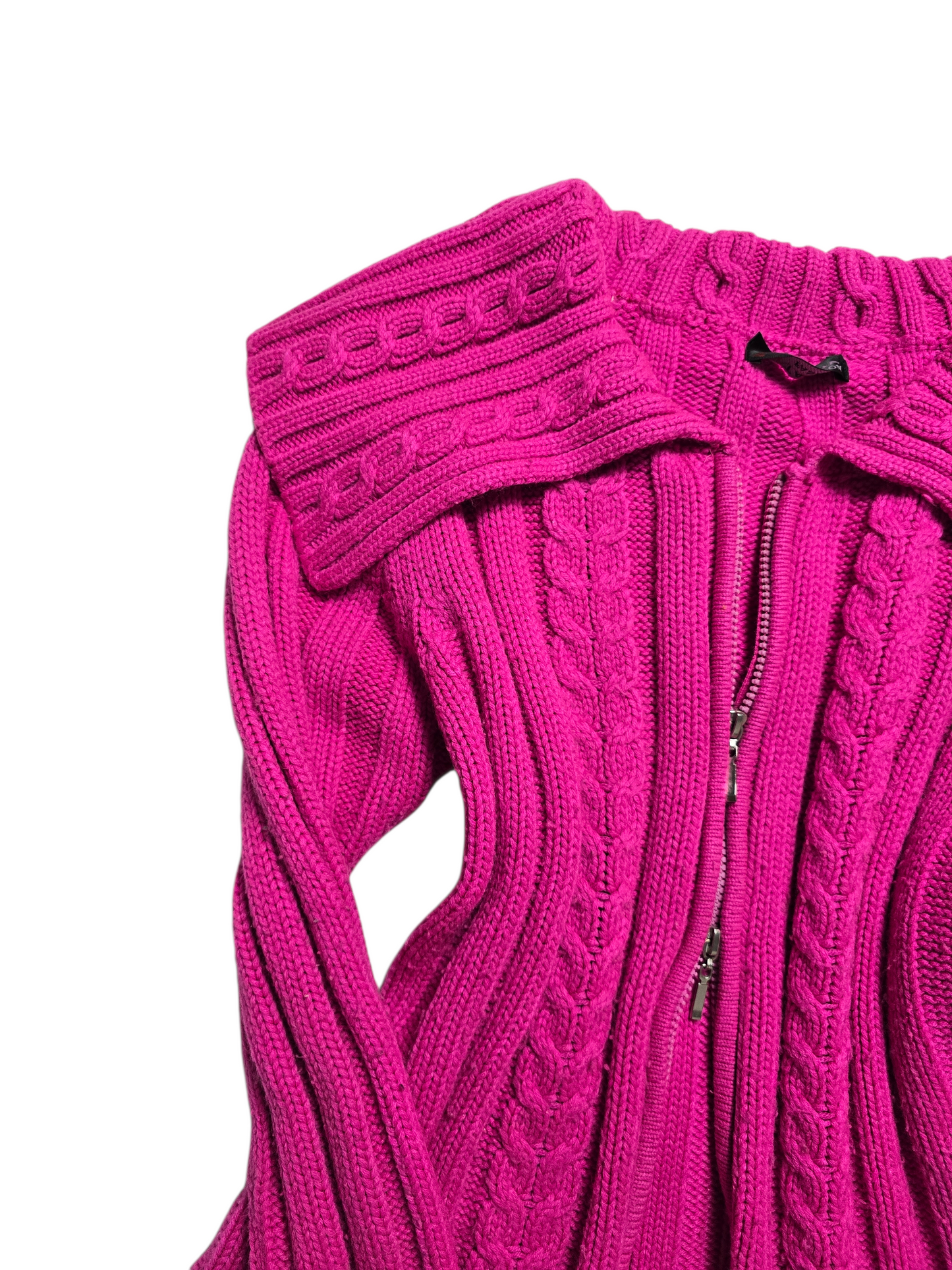 00s vintage coquette ribbed double zip knit sweater