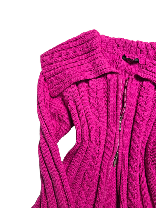 00s vintage coquette ribbed double zip knit sweater