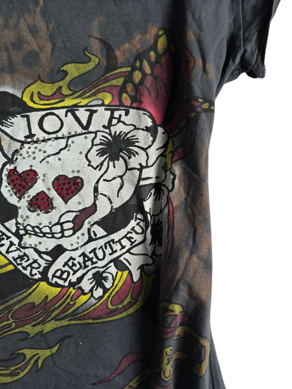 2000s vintage bro hoe rhinestone printed skull top