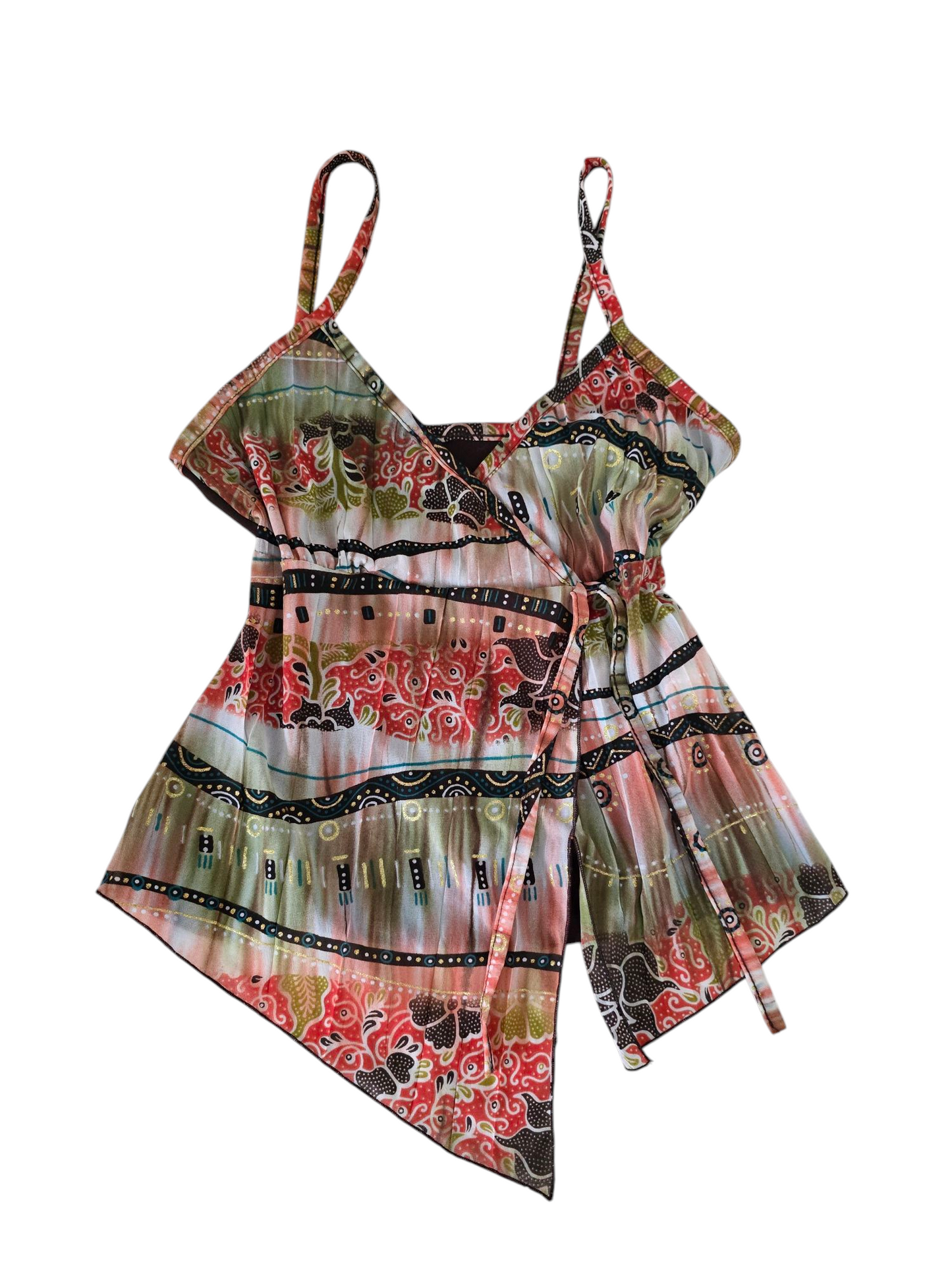 Y2k vintage bohemian asymmetric ibiza cami top